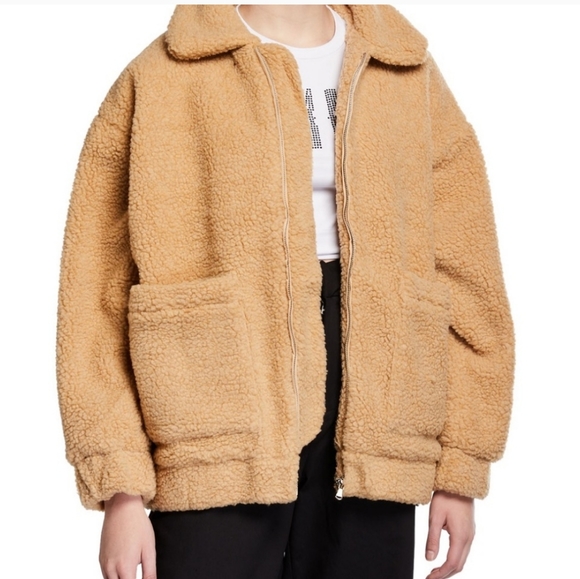 I Am Gia Tan Fleece Teddy Oversized Coat Size XS - Picture 2 of 8